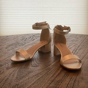 Style & Co. Gold Ankle Strap Heels